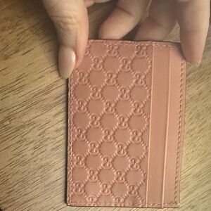 Gucci Microguccissima Leather Card Holder Wallet Pink Made in Italy Style 262837